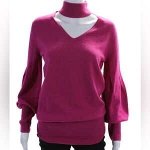 NWT Fuzzi Maglia Fuchsia V-Neck Pleated Sleeves Sweater - Sz Sm